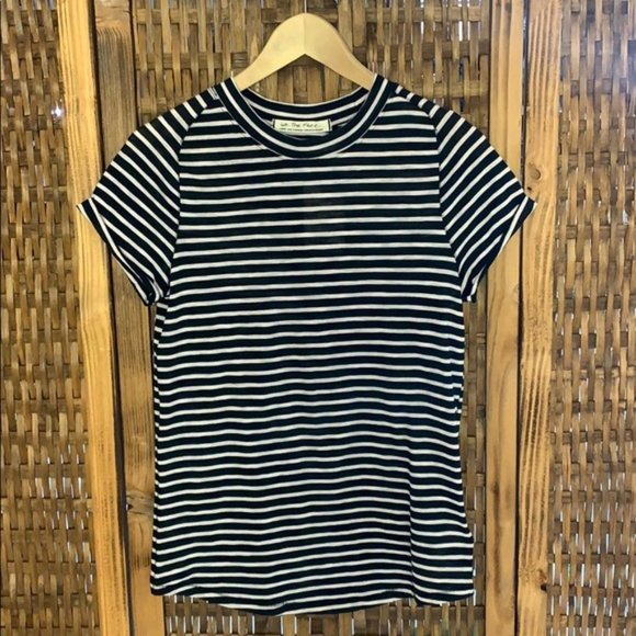 NWT Free People Night Sky Stripe T Shirt Black - Picture 2 of 10